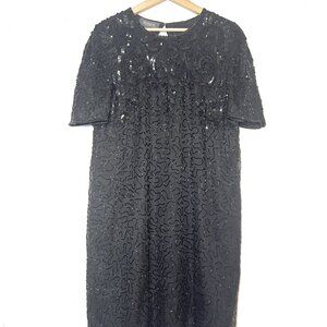 90s Vintage Black Beaded Silk Dress – Lane Bryant (Size 18/20)